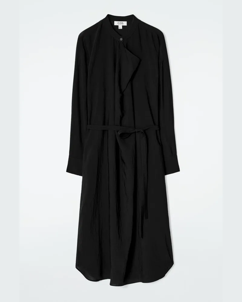 COS Drapiertes Midikleid Mit Gürtel Schwarz