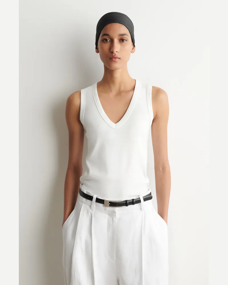 COS Tanktop Aus Baumwolle Mit V-Ausschnitt Weiß