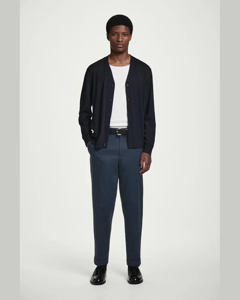 COS Schmal Zulaufende Twillhose Mit Umschlag Blau