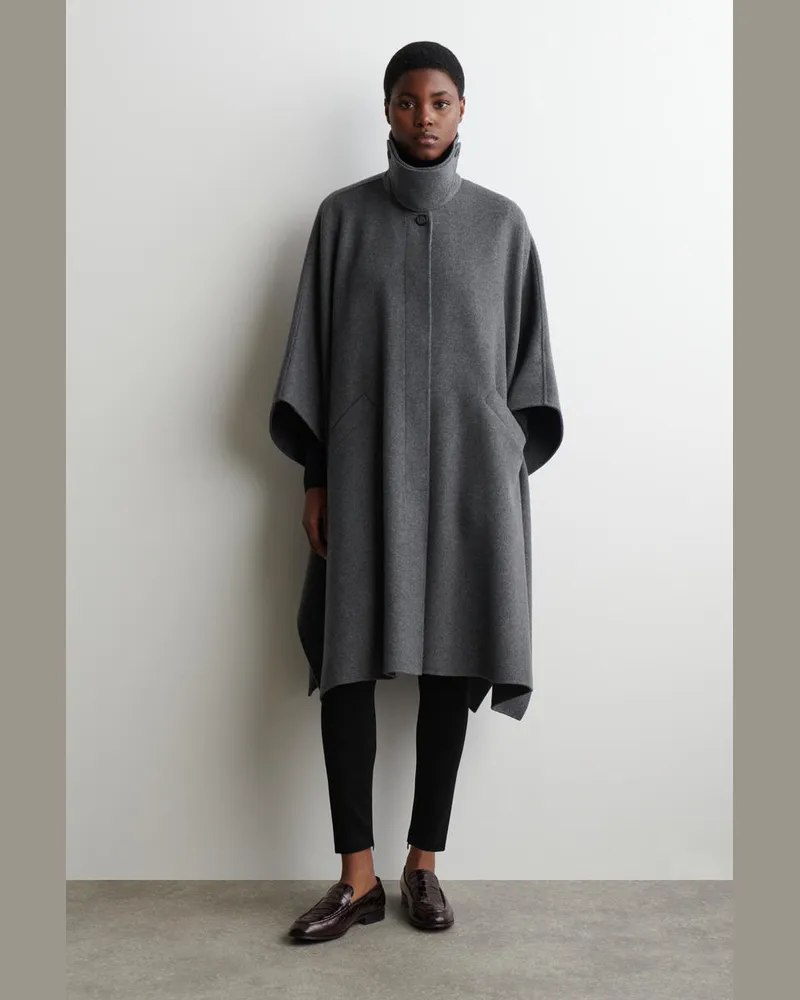 COS Langes Cape Aus Doubleface-Wolle Grau