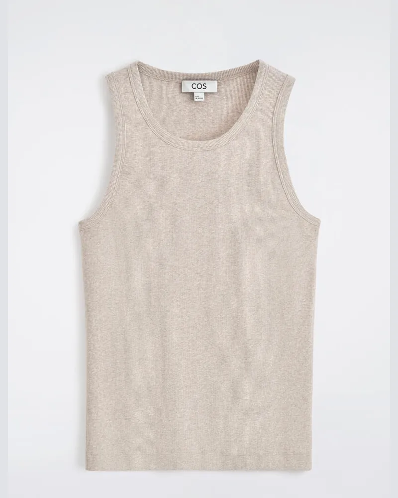 COS Schmales Geripptes Tanktop Aus Baumwolle Beige