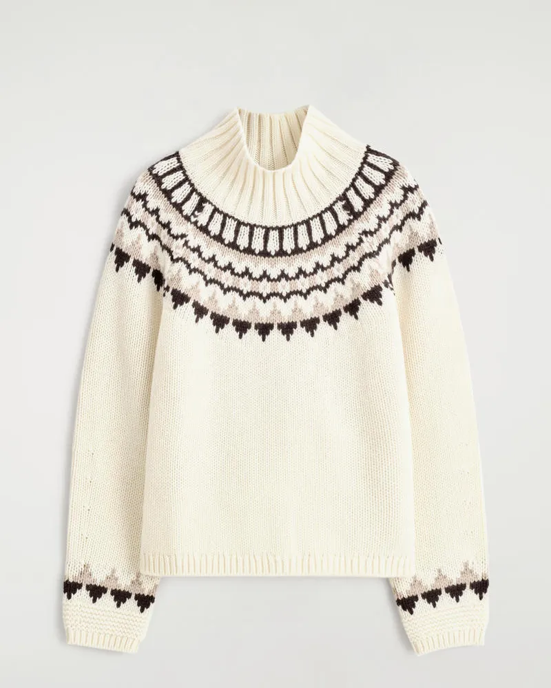 COS Pullover Aus Woll-Kaschmir-Mix Mit Fair-Isle-Motiv Weiß