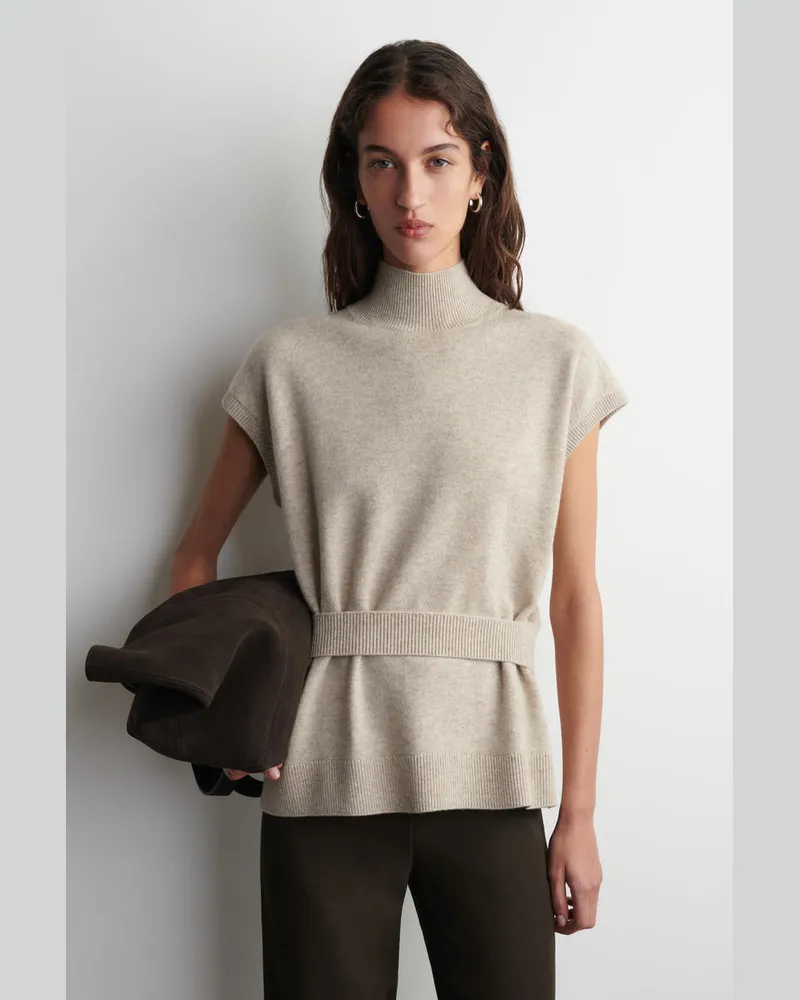 COS Wollpullunder Mit Gürtel Und Kragen Beige