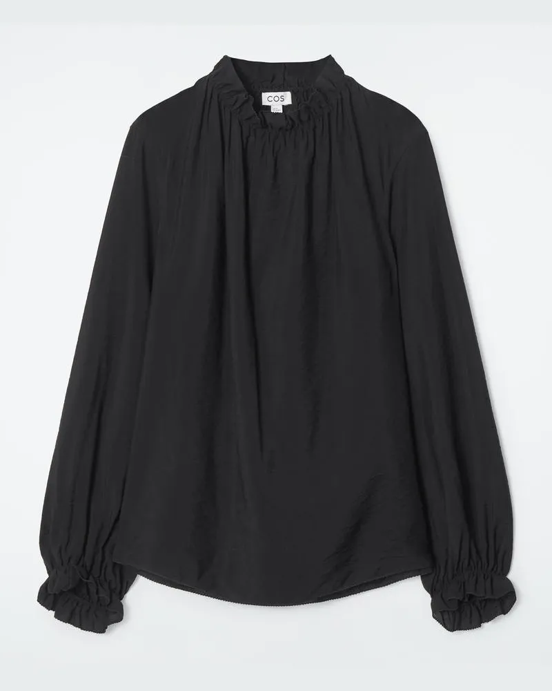 COS Bluse Mit Stehkragen Und Raffungen Schwarz