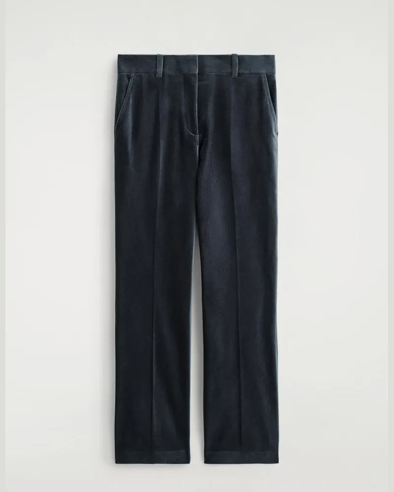 COS Hose Aus Samt Mit Geradem Bein Blau