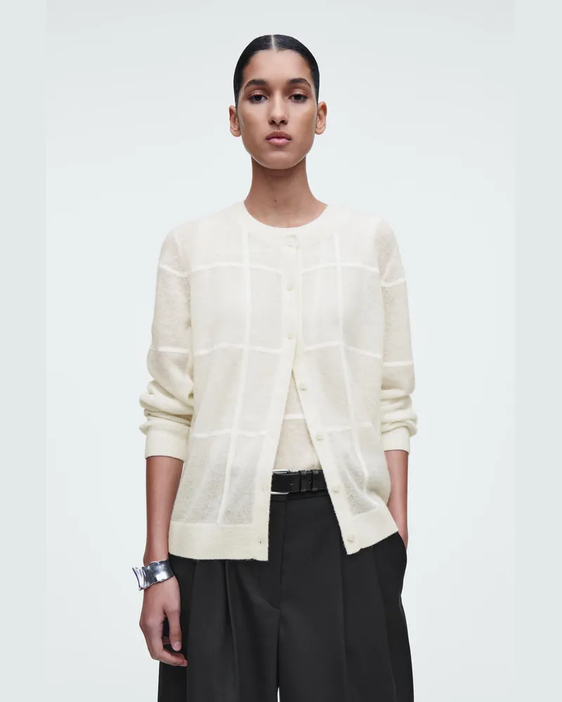 COS Strickjacke Mit Windowpane-Karo Weiß
