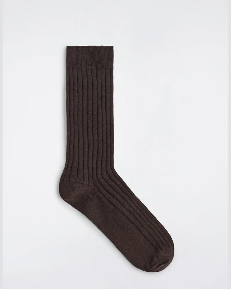 COS Gerippte Socken Aus Seide Braun