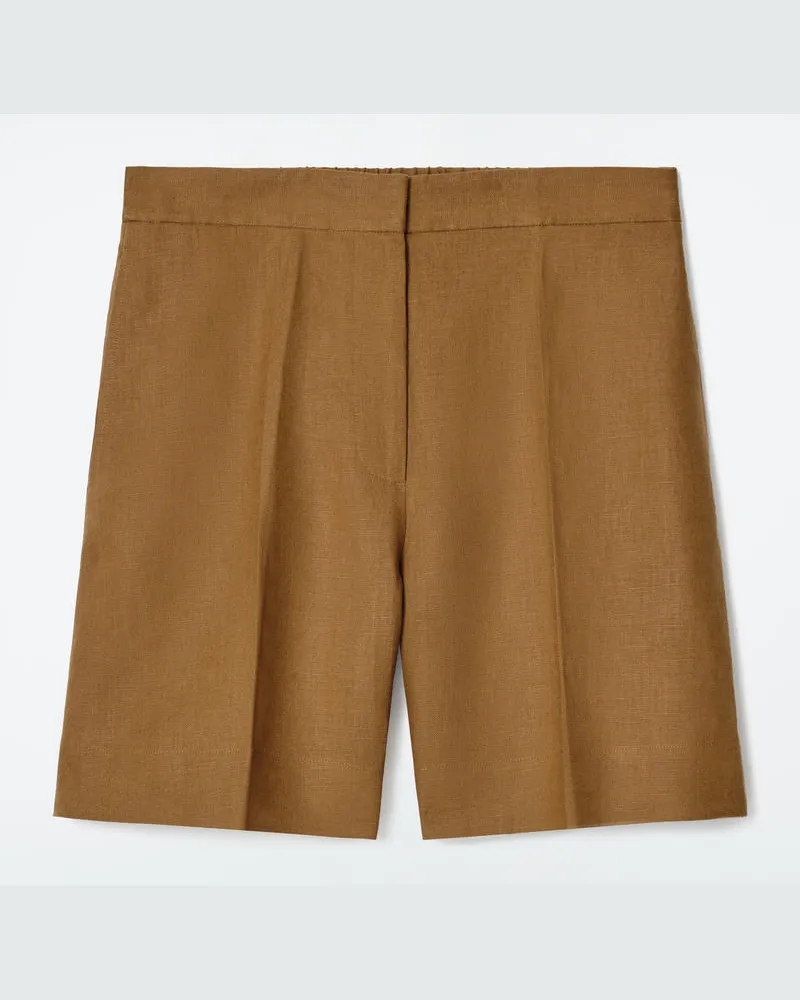 COS Elegante Leinenshorts Mit Elastischem Bund Beige