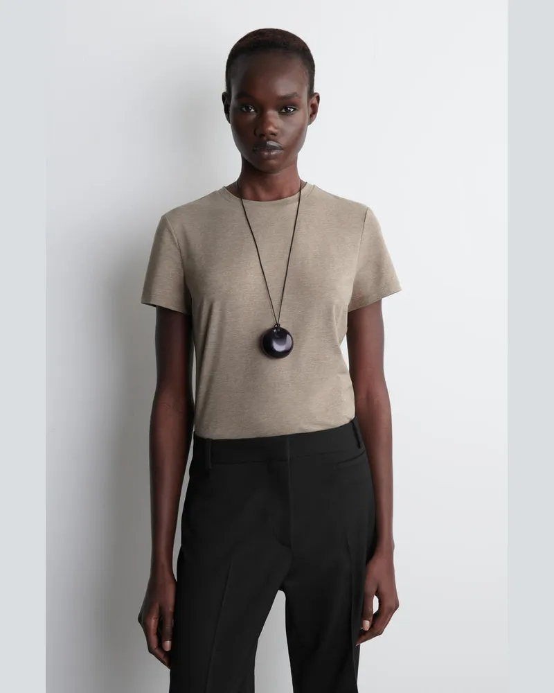 COS Leicht Verkürztes T-Shirt Beige