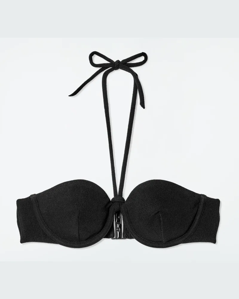 COS Geripptes Neckholder-Bikinioberteil Mit Bügeln Schwarz