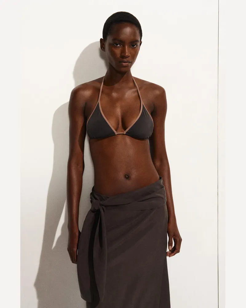 COS Contrast-Trimmed Triangle Bikini Top Braun