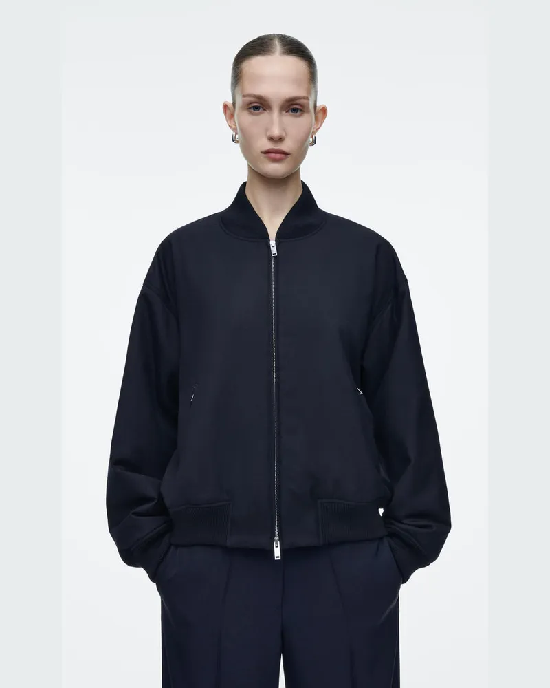 COS Oversized-Bomberjacke Aus Wolle Blau
