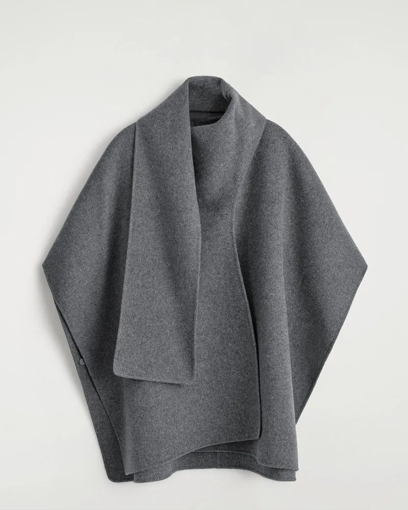 COS Cape Aus Doubleface-Merinowolle Mit Schal Grau