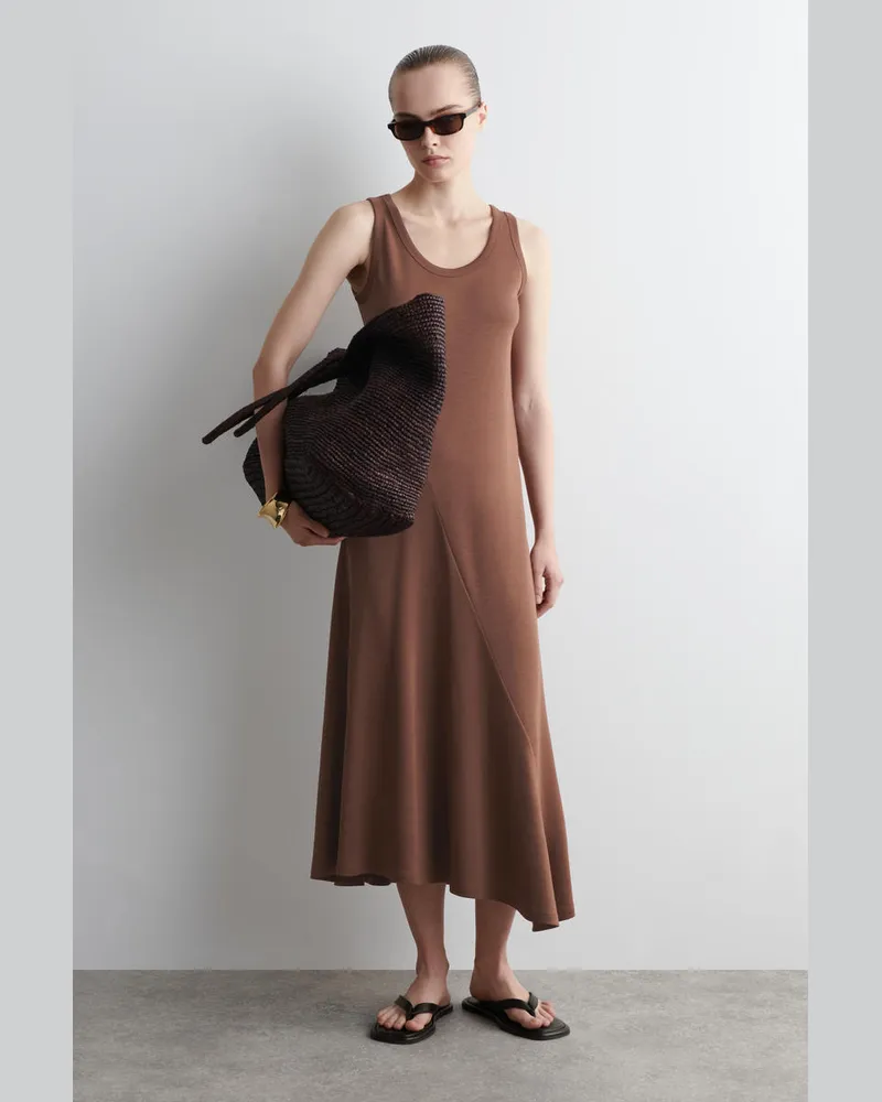 COS Asymmetrisches Midikleid Aus Jersey Braun