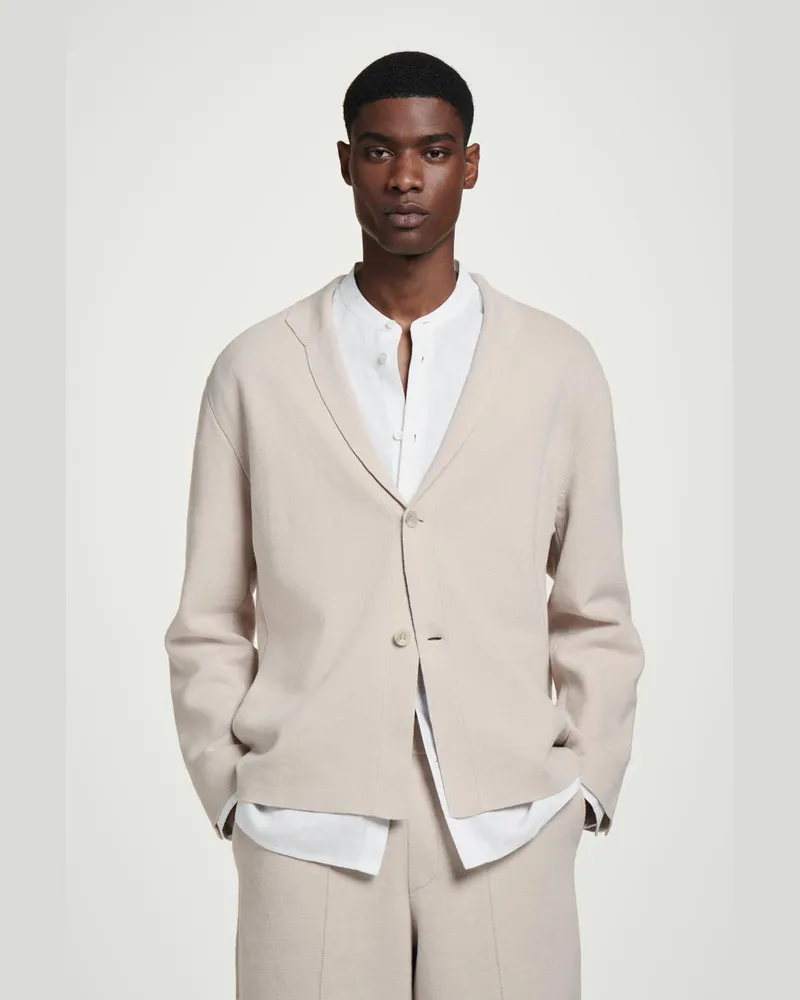 COS Einreihiger Gestrickter Blazer Aus Leinen Grün