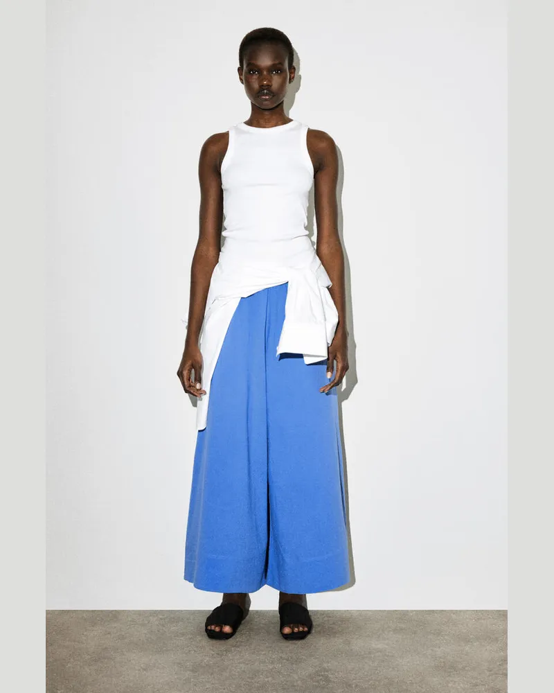 COS Culottes Aus Seersucker Blau