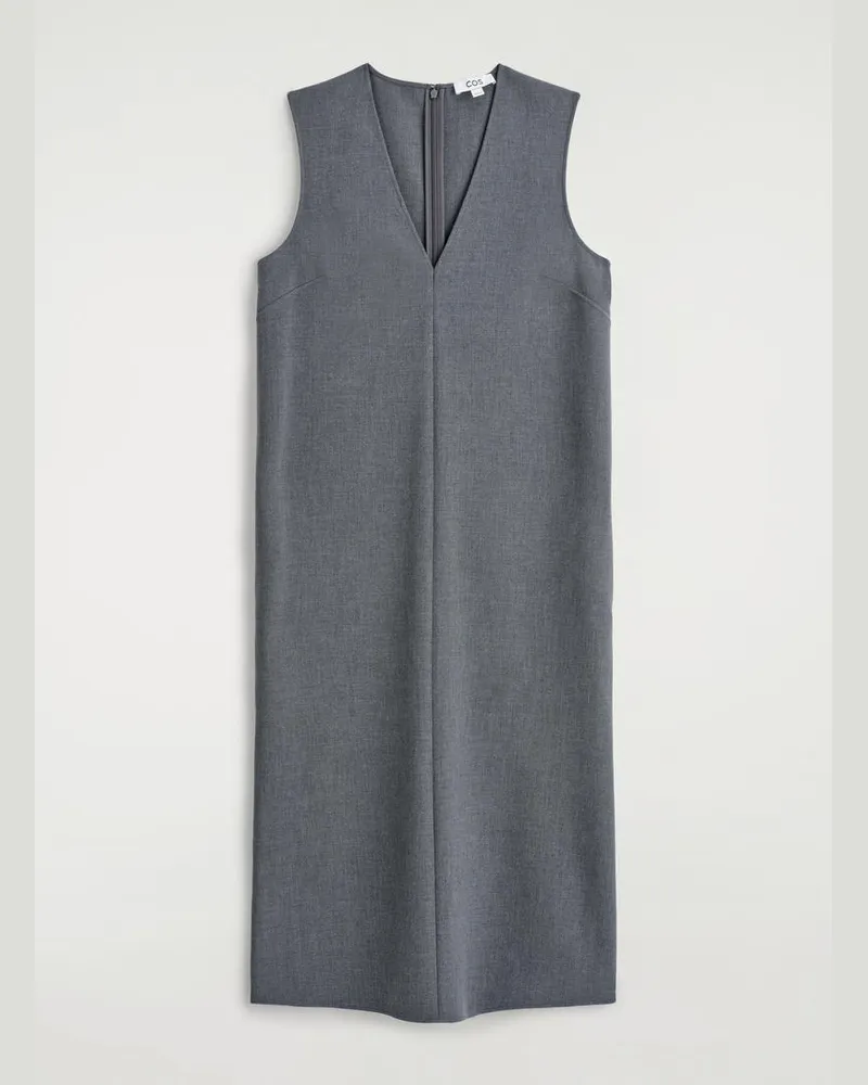 COS Ärmelloses Midikleid Mit V-Ausschnitt Grau