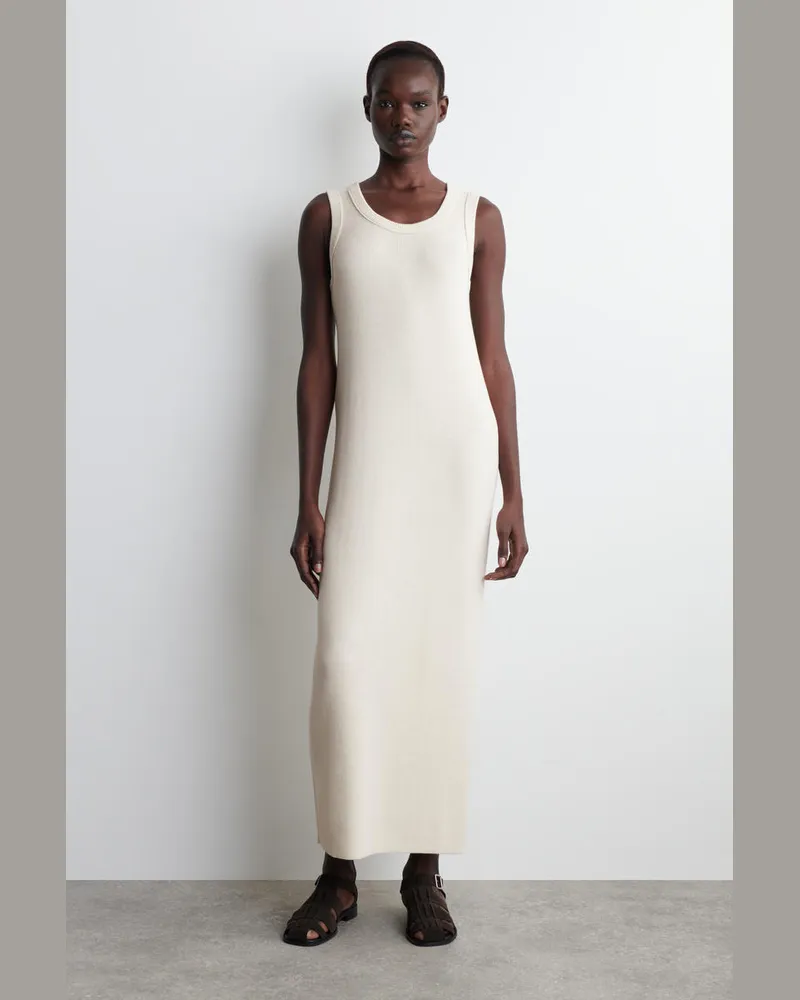 COS Ärmelloses Kleid Aus Baumwoll-Seiden-Mix Weiß
