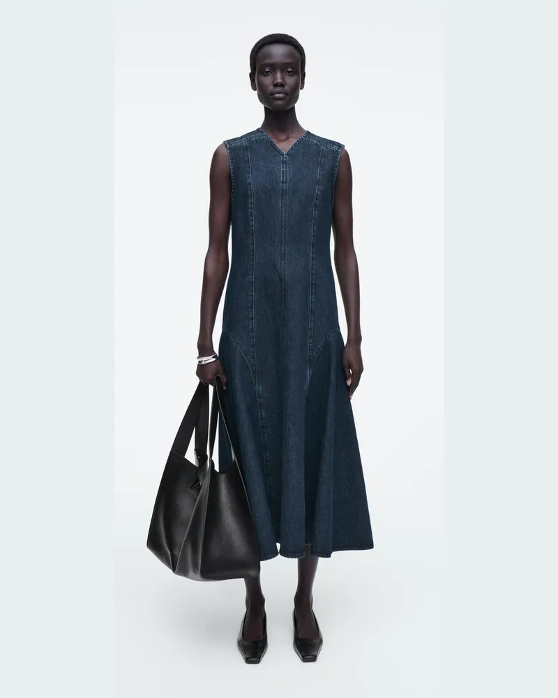 COS Midikleid Aus Denim Mit Niedriger Taille Blau