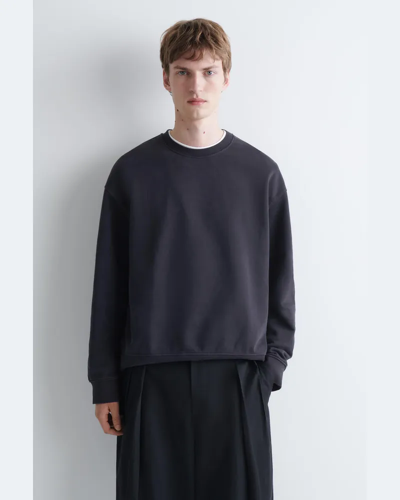 COS Sweatshirt Aus Vorgewaschener Baumwolle Blau