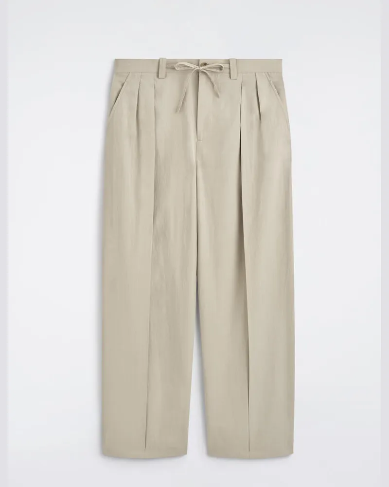 COS Baumwollhose Mit Weitem Bein Und Kordelzugbund Beige