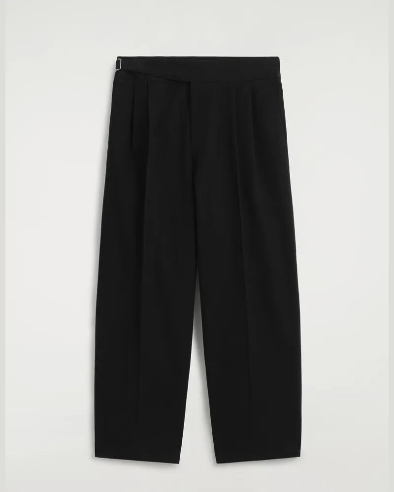 COS Hose Mit Weitem Bein, Falten Und Gürteldetail Schwarz