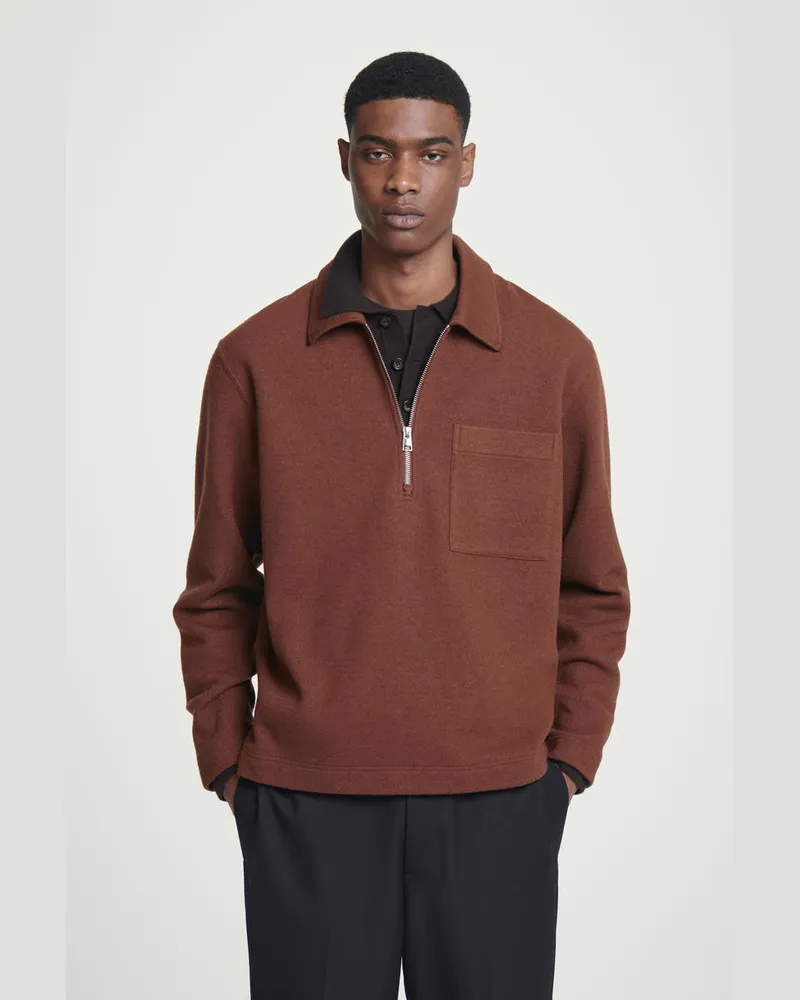 COS Pullover Aus Kochwolle Mit Kurzem Reissverschluss Braun