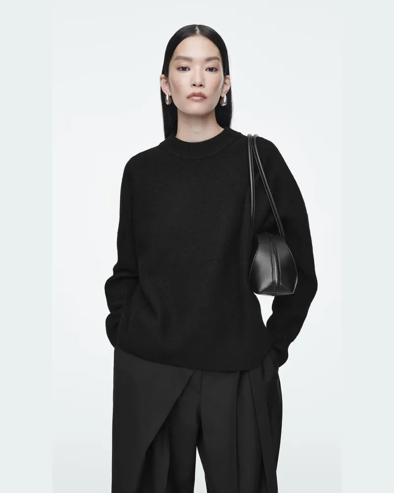 COS Oversized-Pullover Aus Gekochter Merinowolle Schwarz