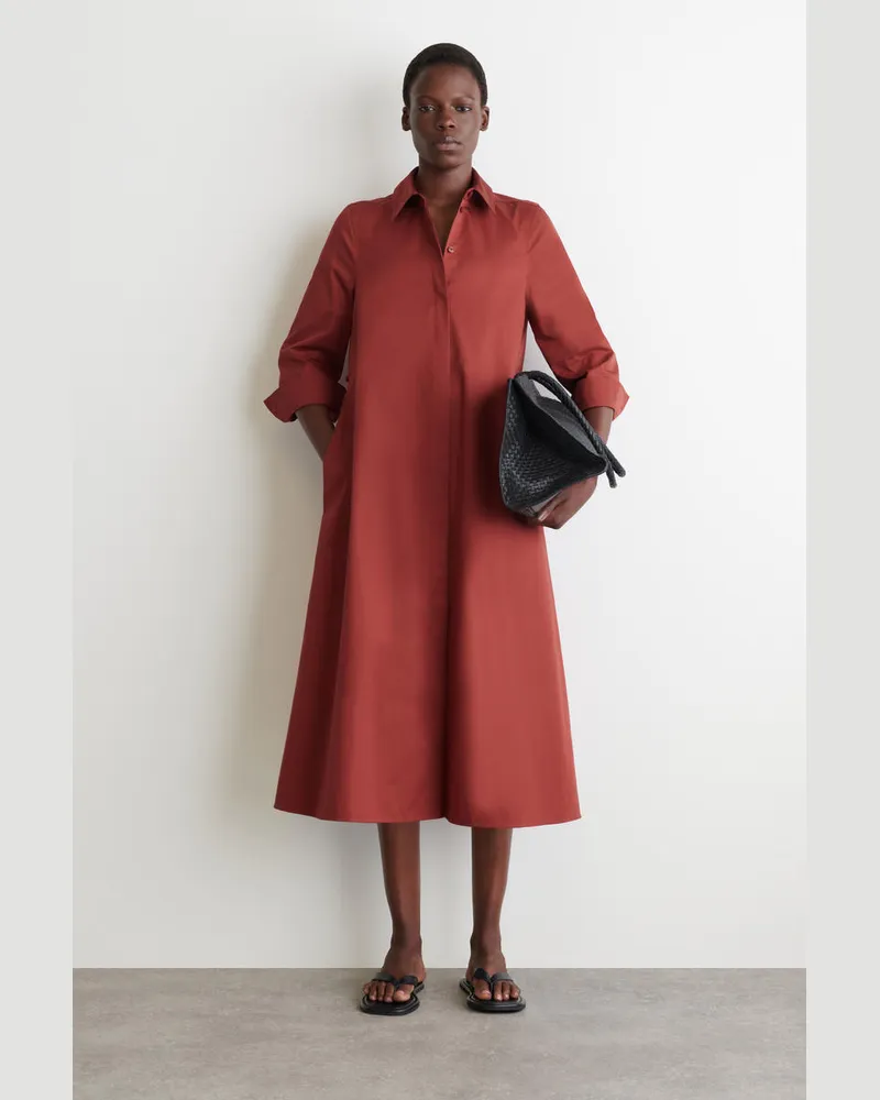 COS Voluminöses Hemdkleid In Maxilänge Rot