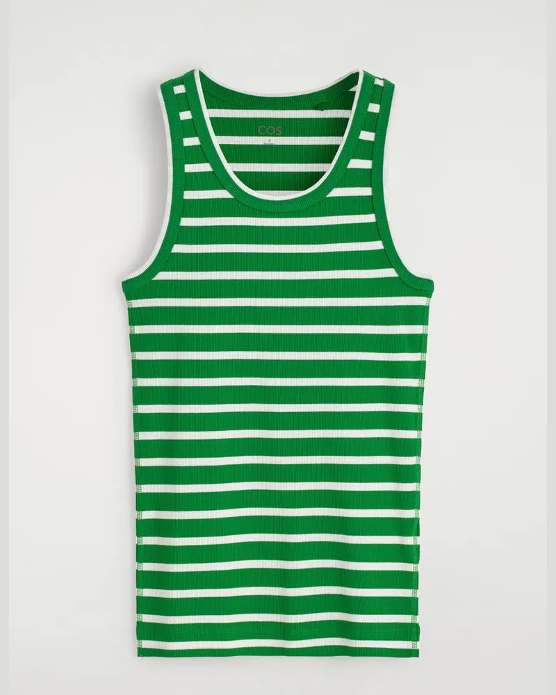 COS Geripptes Tanktop Grün