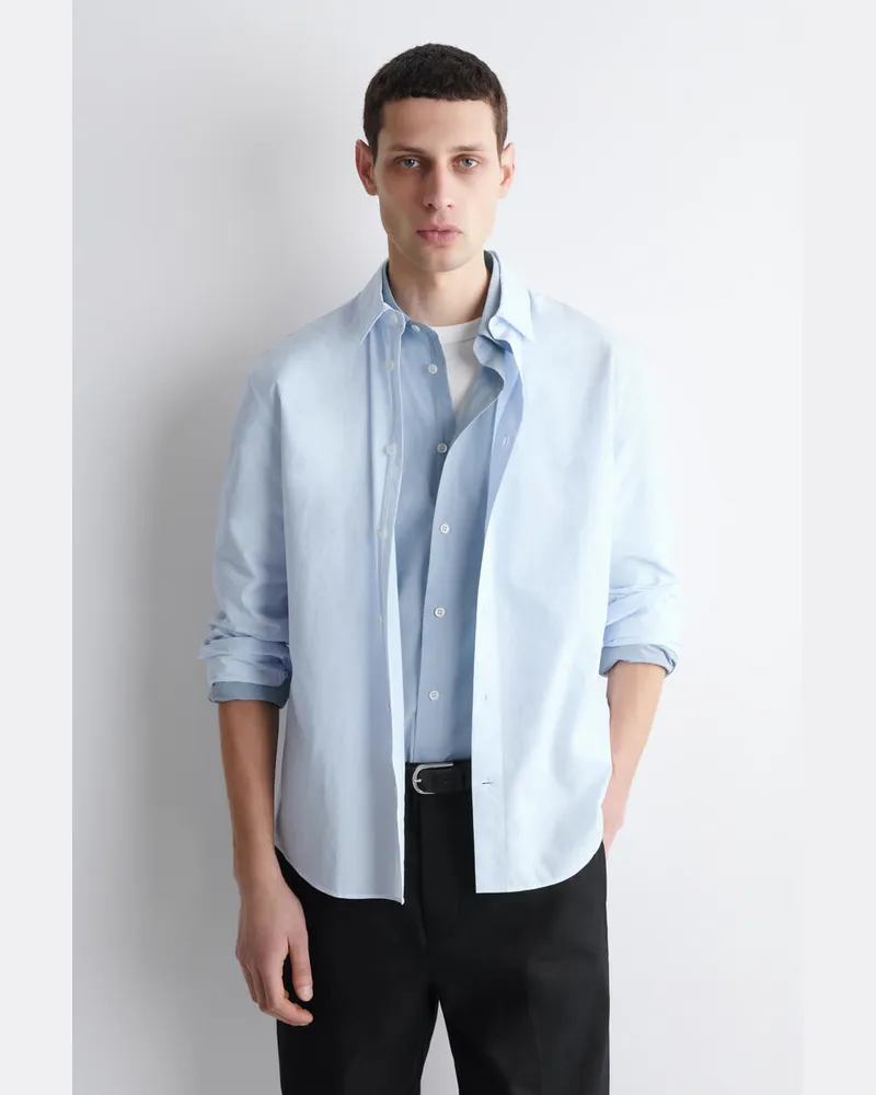 COS Lockeres Hemd Aus Baumwoll-Popeline Blau