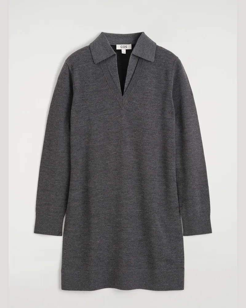 COS Kurzes Polokleid Aus Merinowolle Grau