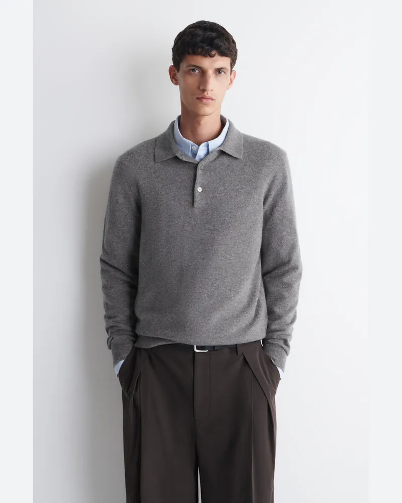 COS Polopullover Aus Kaschmir Grau