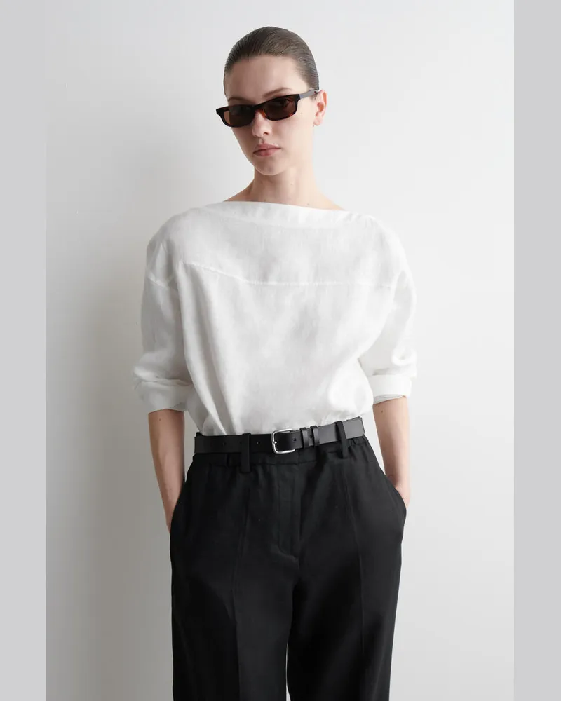 COS Leinenbluse Mit Bindedetail Weiß