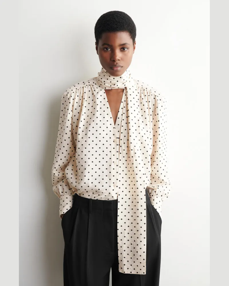 COS T-Shirt Mit Schaldetail Und Polka-Dots Weiß