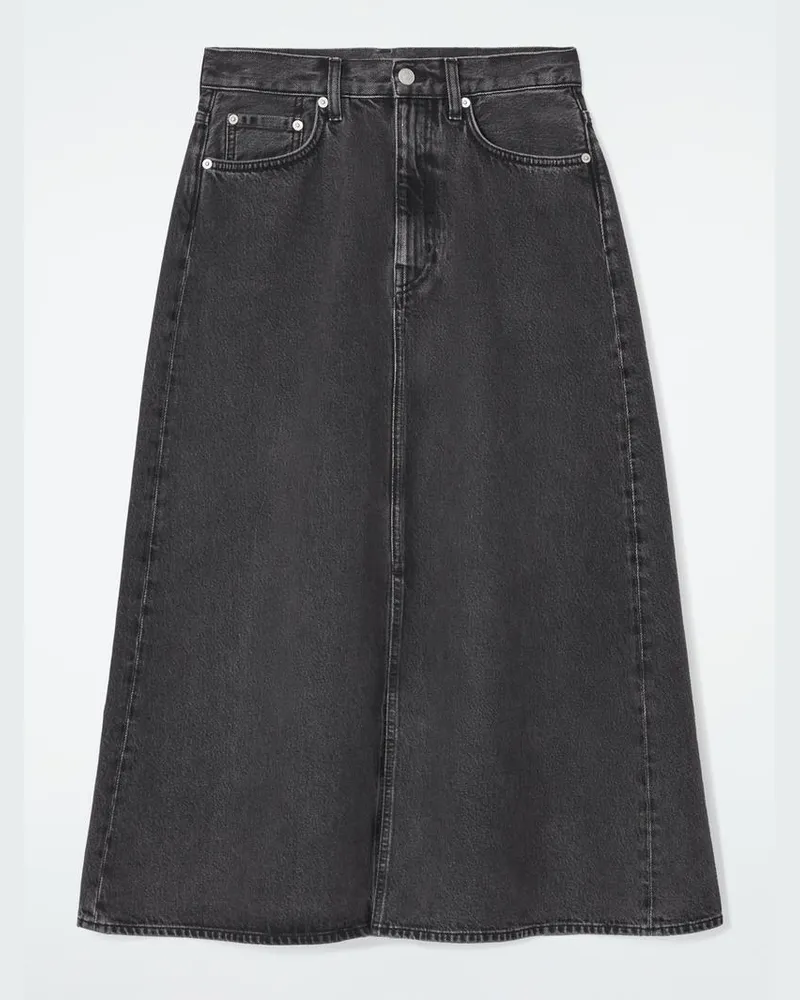COS Midirock Aus Denim In A-Linie Schwarz