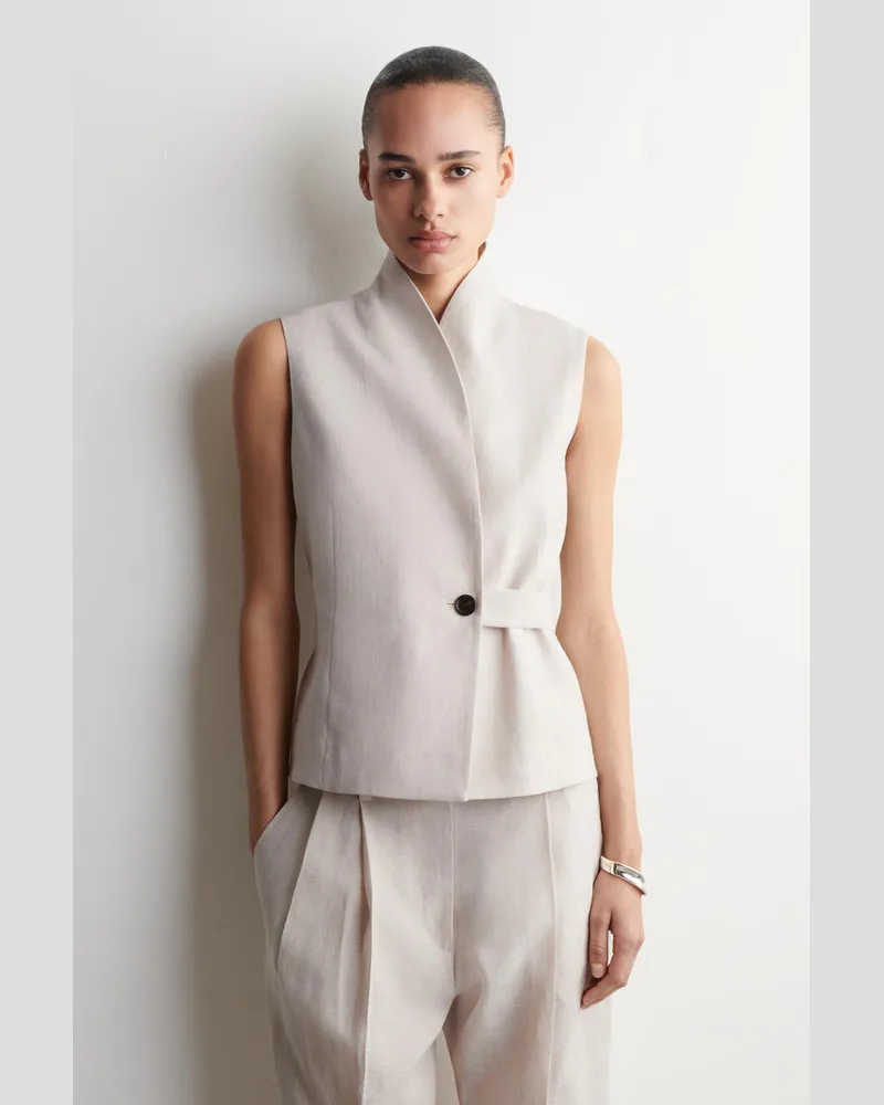 COS Leinenweste Mit Schalkragen Und Gürtel Beige