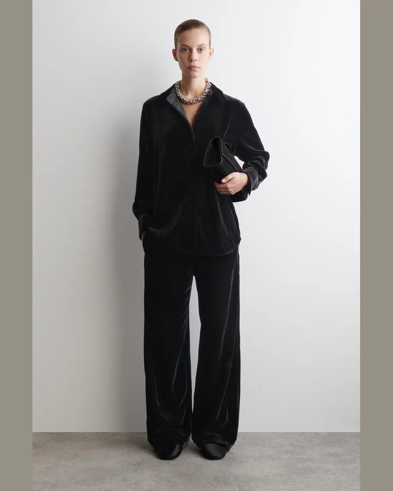 COS Samthose Mit Geradem Bein Und Elastischem Bund Schwarz