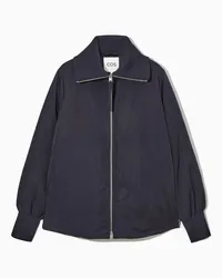 Cos Daunenjacke Mit Geripptem Kragen Navyblau