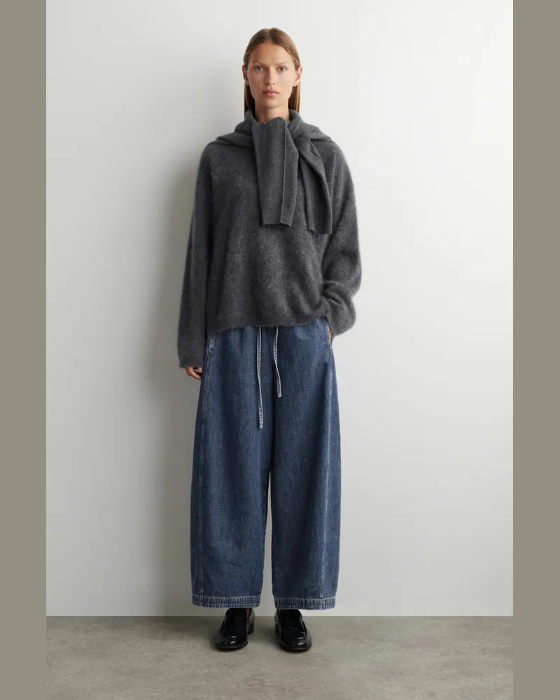 COS Hose Aus Denim Mit Kordelzugbund Und Barrel-Bein Blau