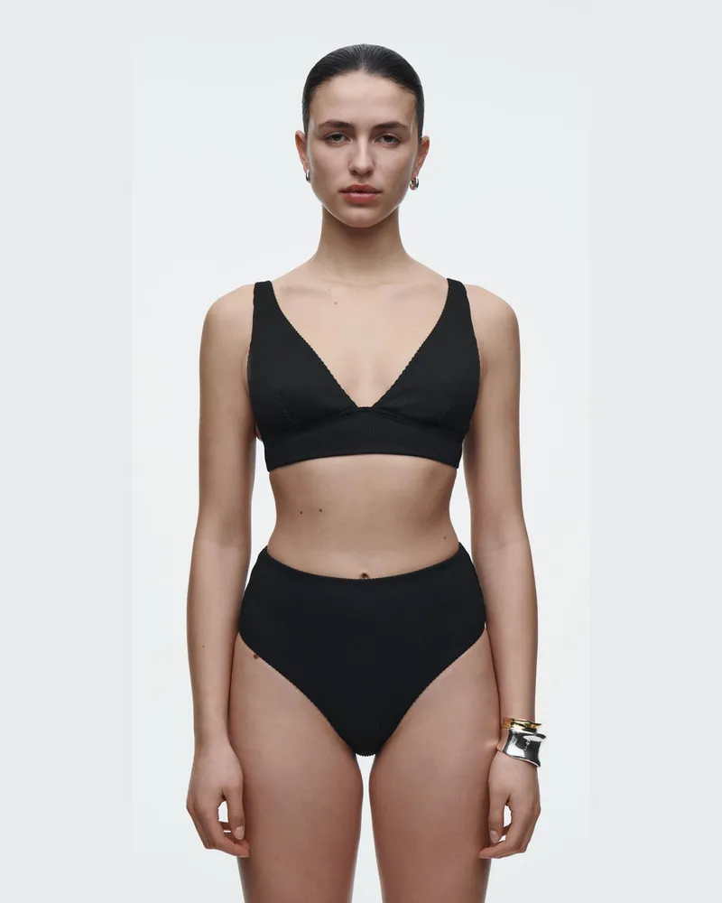 COS Gerippte Bikinihose Mit Hohem Bund Schwarz