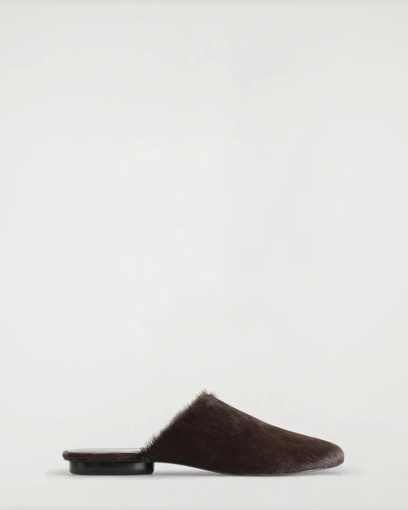 COS Mules Aus Leder Mit Ponyhaar-Effekt Braun