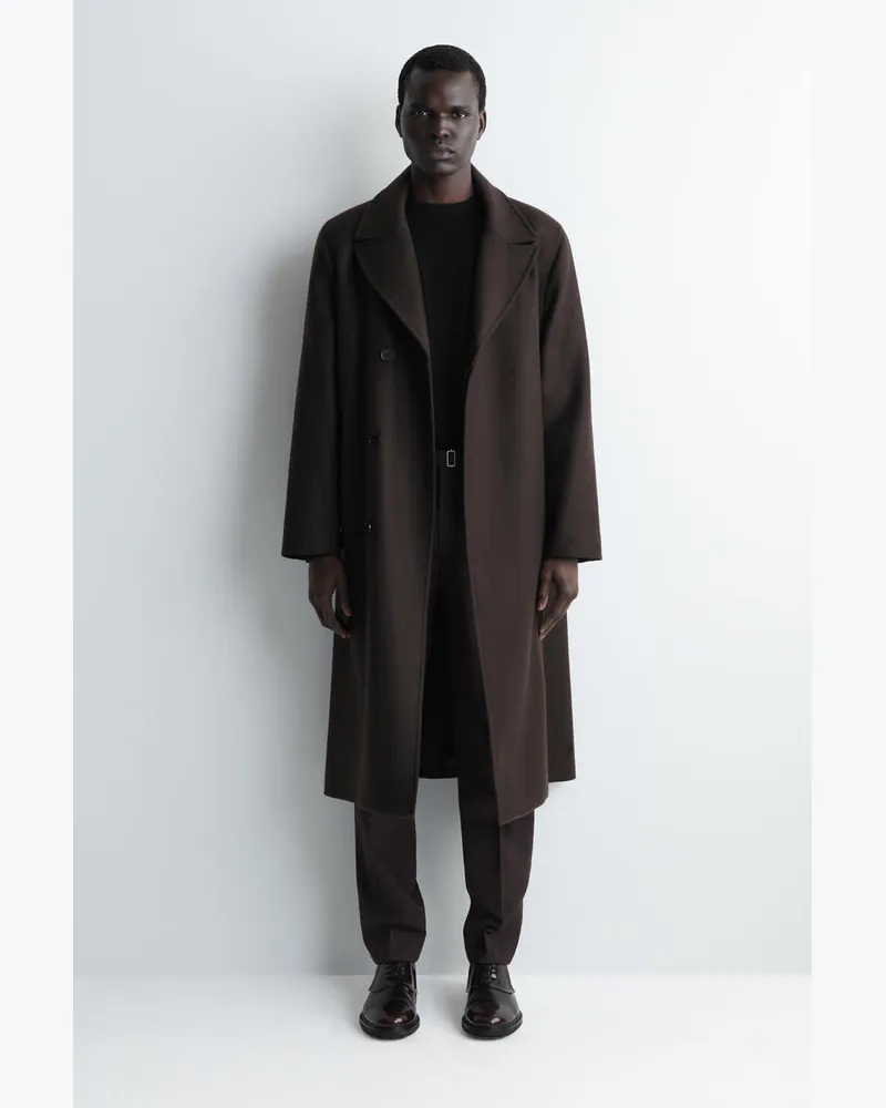 COS Schmal Geschnittene Hose Aus Woll-Mix Mit Gürtel Braun