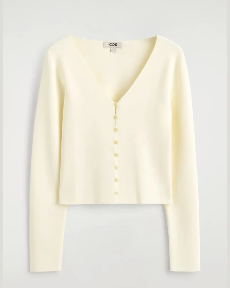 COS Minimalistische Strickjacke Mit V-Ausschnitt Weiß