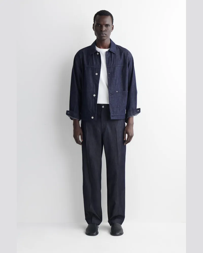 COS Raw Denim Regular-Fit Straight-Leg Trousers Blau