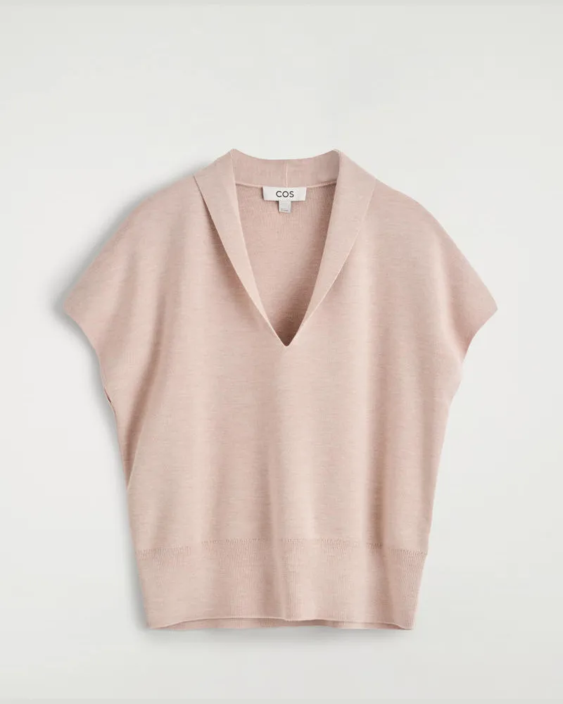 COS Strickpullunder Aus Merinowolle Mit V-Ausschnitt Beige