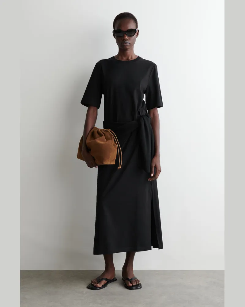 COS T-Shirt-Kleid Aus Baumwolle In Midilänge Schwarz