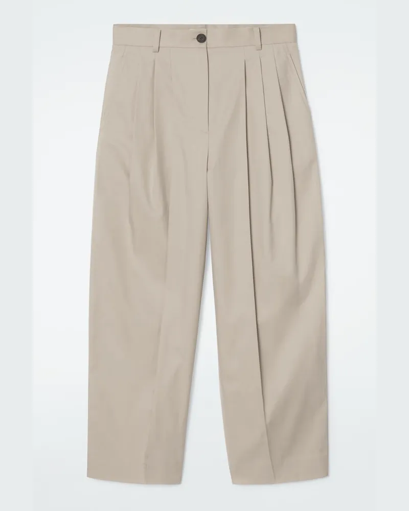 COS Baumwollhose Mit Barrel-Bein Und Falten Beige