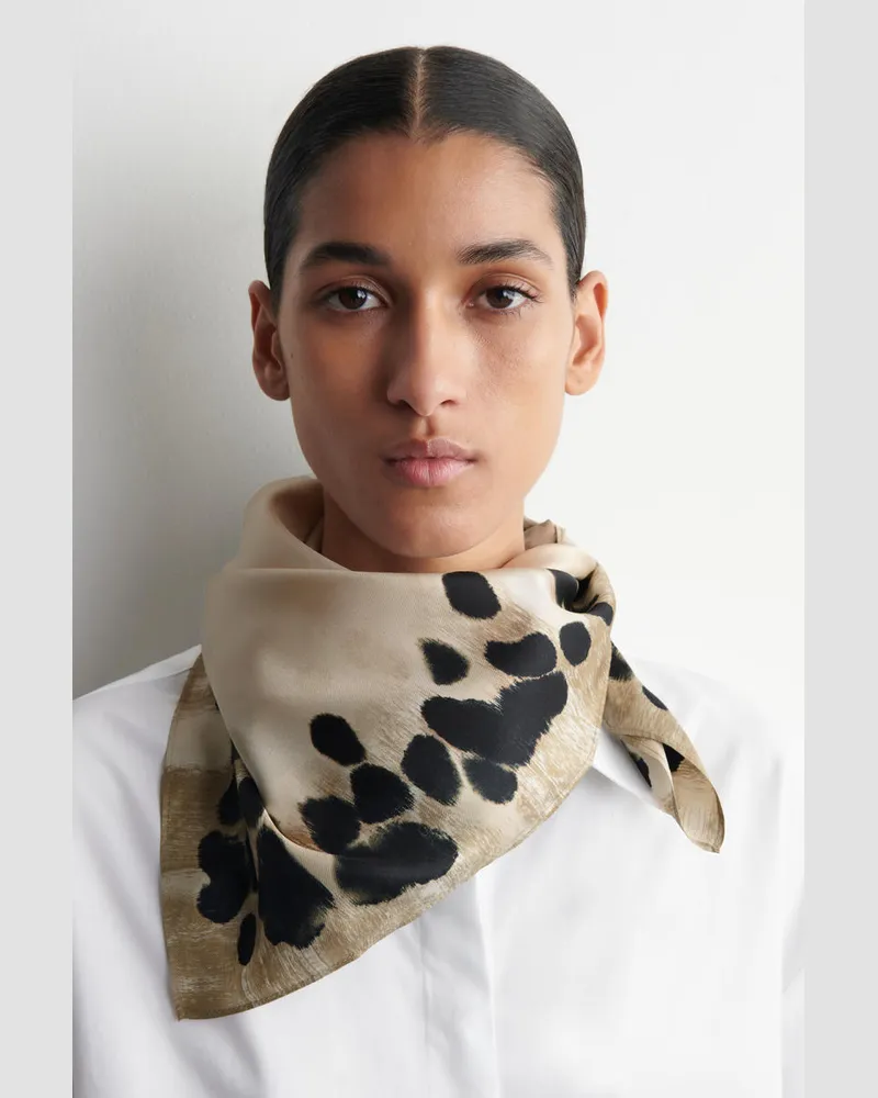 COS Seidenschal Mit Animal-Print Weiß