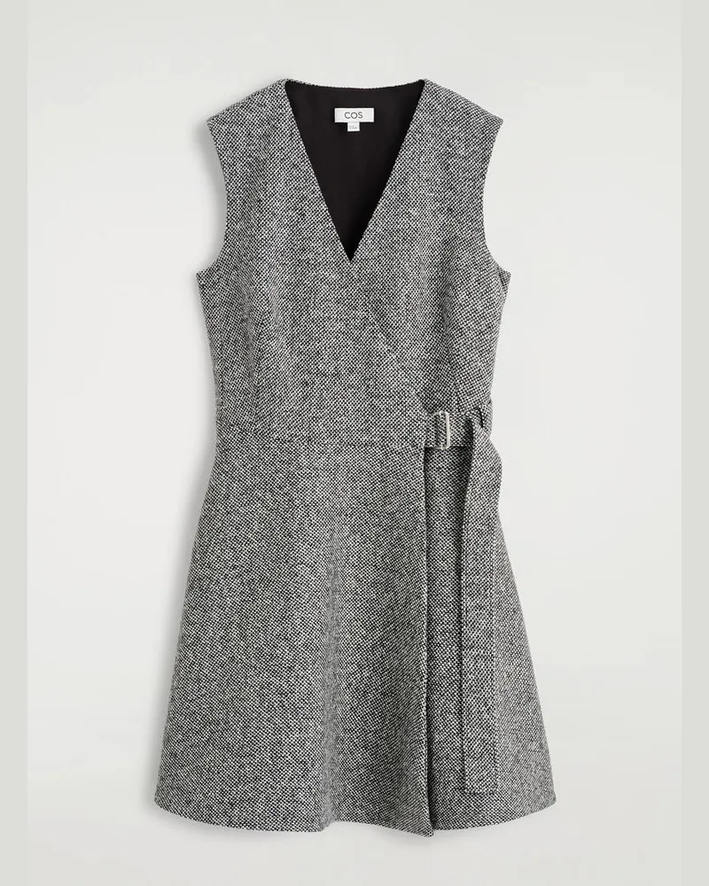 COS Kurzes Wickelkleid Aus Tweed Grau